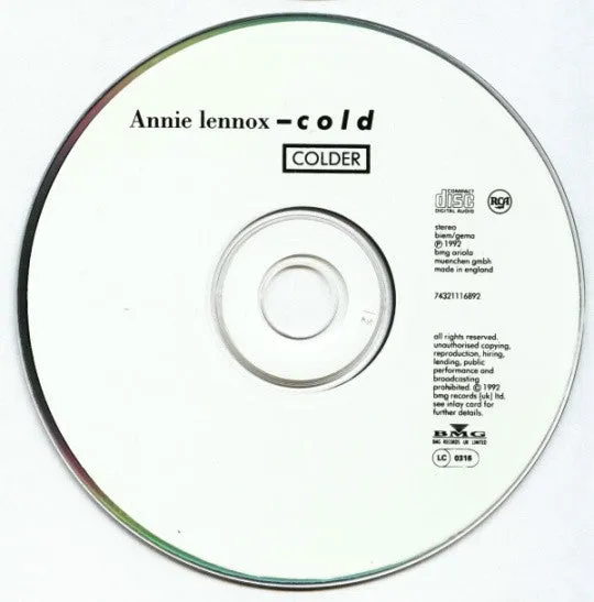 Annie Lennox Cold Colder CD singolo usato limited
