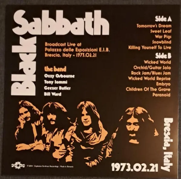 Black Sabbath Brescia 1973 vinile LP live hard rock