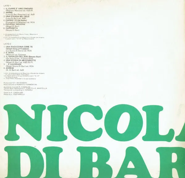 Nicola Di Bari omonimo LP vinile promo 1971 ballad