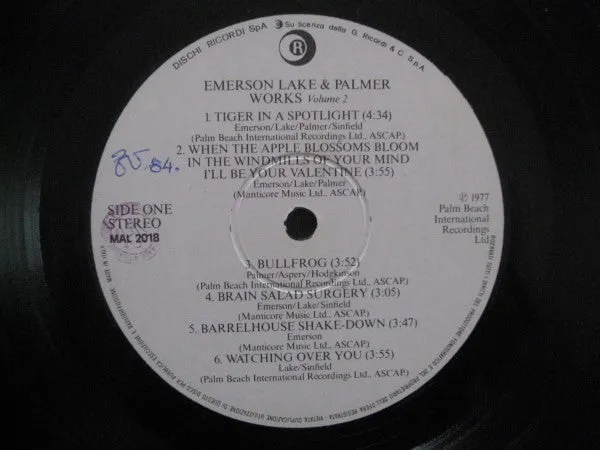 Emerson Lake Palmer Works Volume 2 vinile LP prog