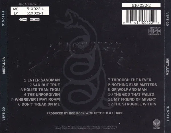 Metallica Metallica CD album heavy metal near mint