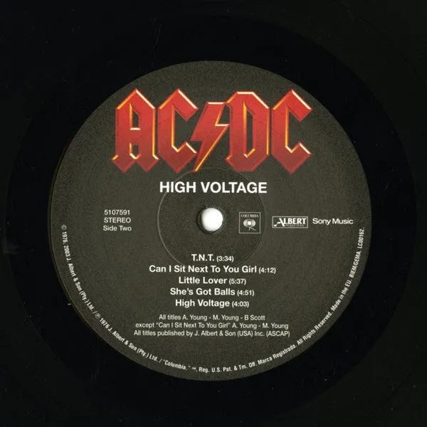 AC/DC High Voltage LP 180g rimasterizzato Europa 2009