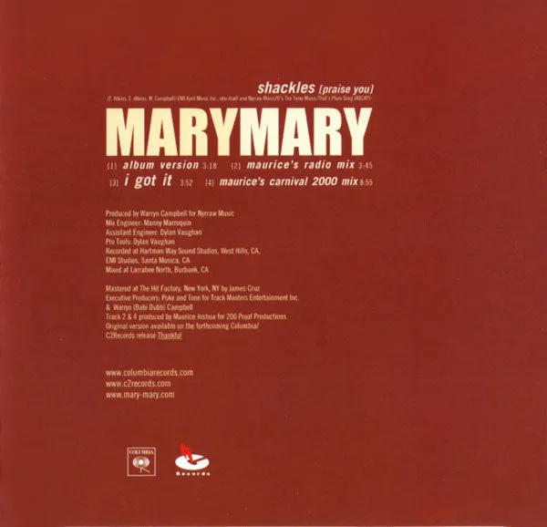 Mary Mary Shackles Praise You CD maxi singolo house VG+