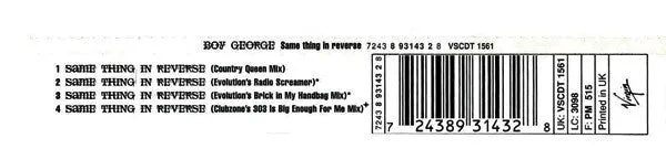 Boy George Same Thing In Reverse CD maxi house UK