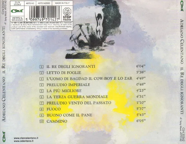 Adriano Celentano Il Re Degli Ignoranti CD 2002 pop rock