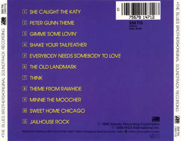 Blues Brothers Original Soundtrack CD album RE 1986
