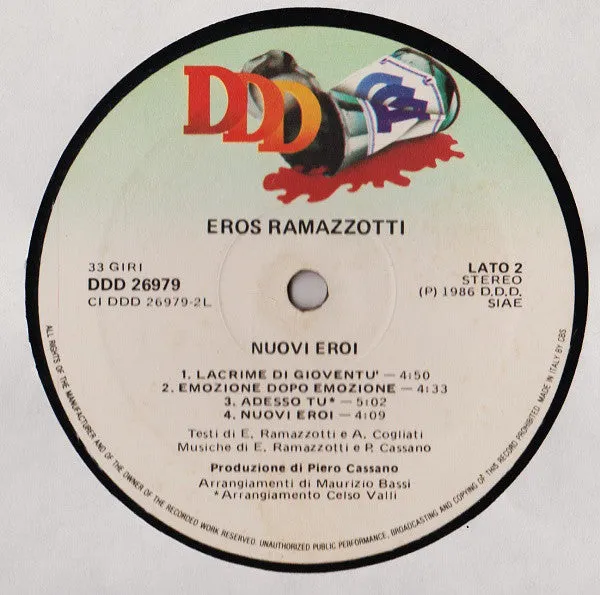 Eros Ramazzotti Nuovi Eroi LP vinile album 1986 pop