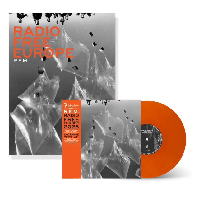 R.E.M. Radio Free Europe 2025 EP vinile 10 arancione poster