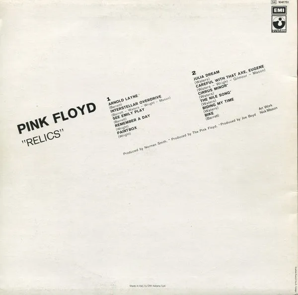 Pink Floyd Relics LP ristampa Italia psichedelico VG+