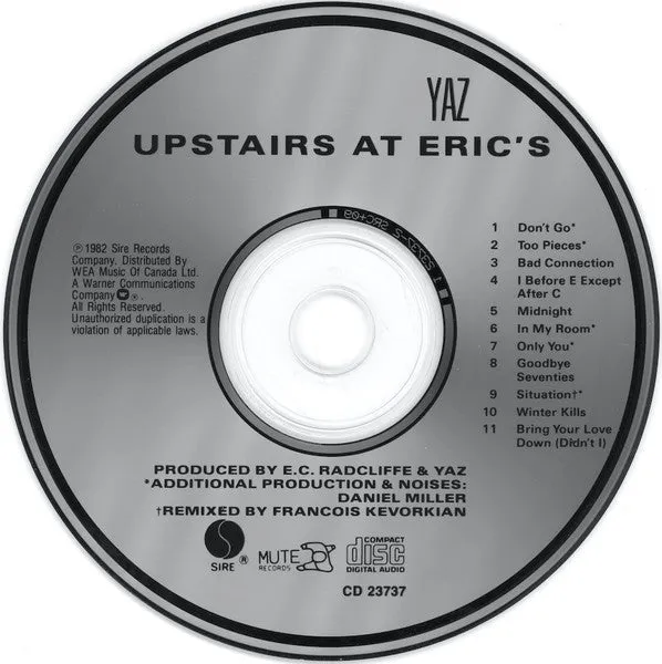 Yazoo Upstairs At Eric's CD synth-pop