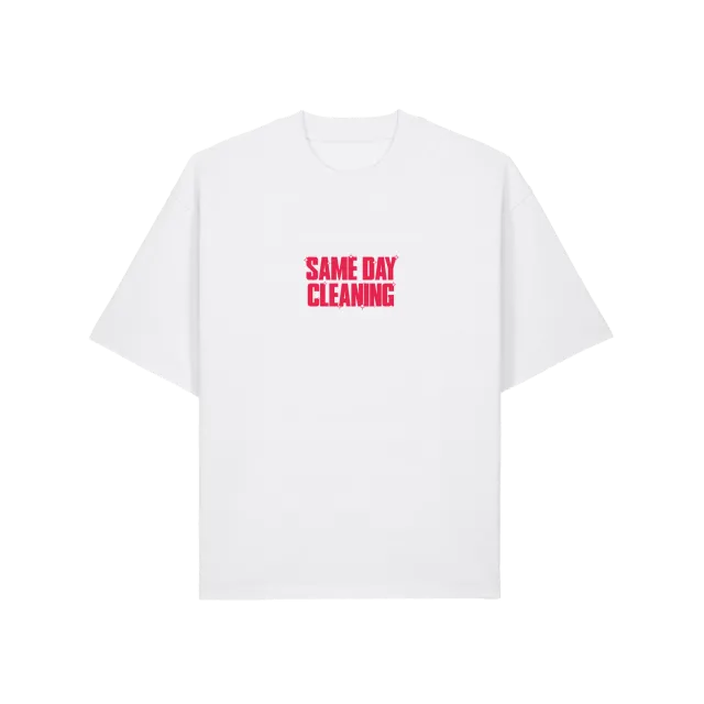 Same Day Cleaning t-shirt bianca oversize cotone