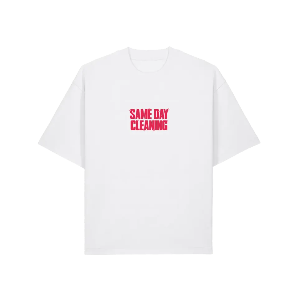 Same Day Cleaning t-shirt bianca oversize cotone