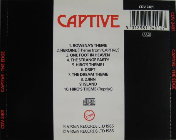 The Edge Michael Brook Captive CD colonna sonora 1986