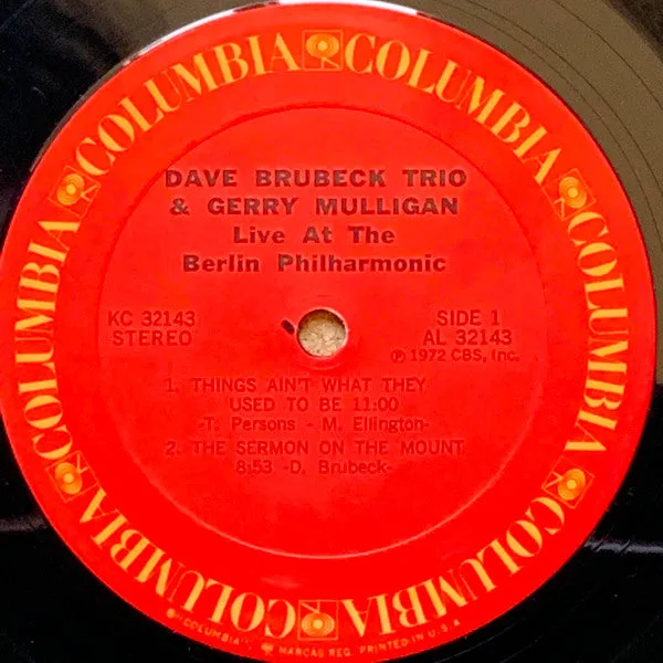Dave Brubeck Mulligan Live Berlin Philharmonic LP vinile bop