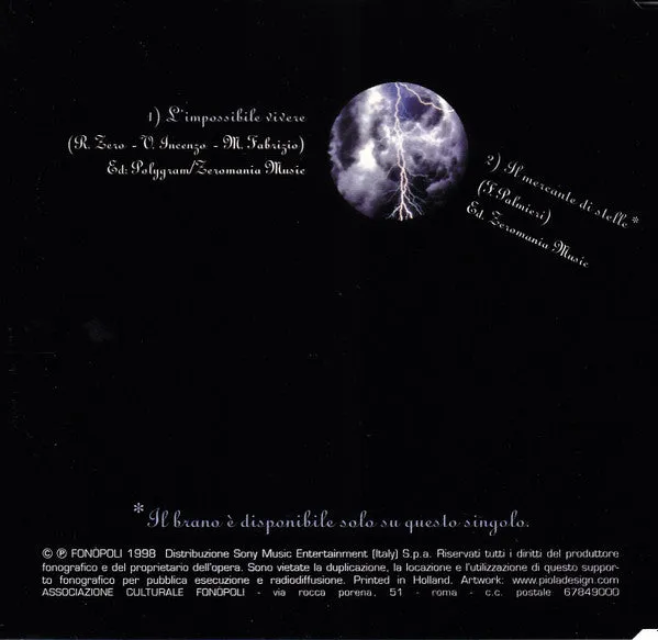 Renato Zero L'Impossibile Vivere CD singolo 1998