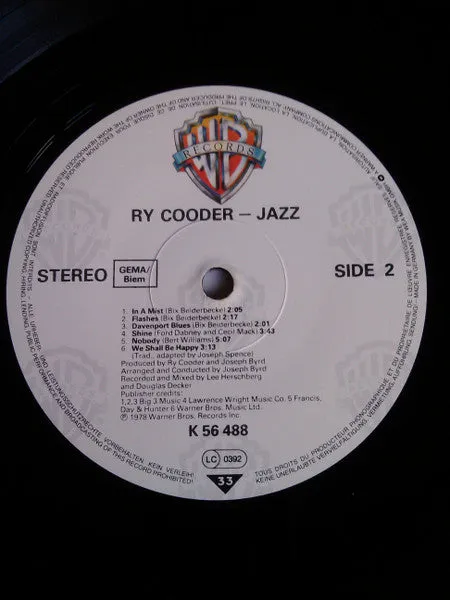 Ry Cooder Jazz LP album reissue Germania near mint
