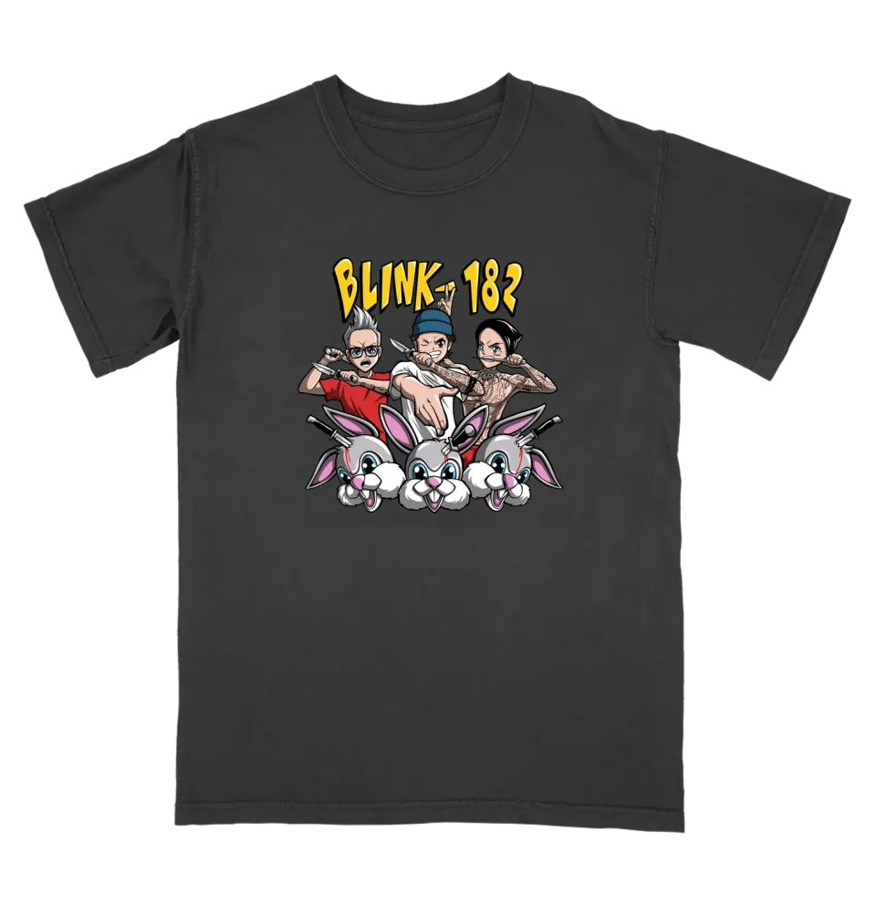 blink-182 Anime Band vs Bunny Battle maglietta nera lavata