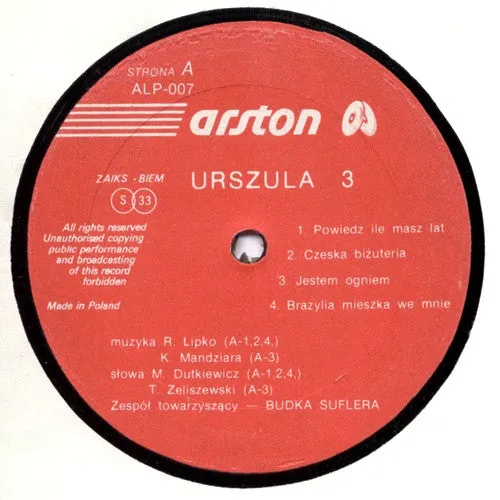 Urszula Urszula 3 vinile LP album Polonia 1986 pop rock