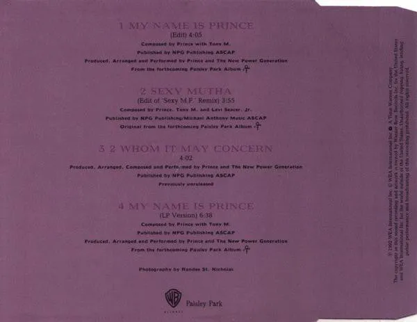 Prince My Name Is Prince CD singolo 1992 funk