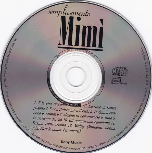 Mia Martini Semplicemente Mimi CD album live VG+