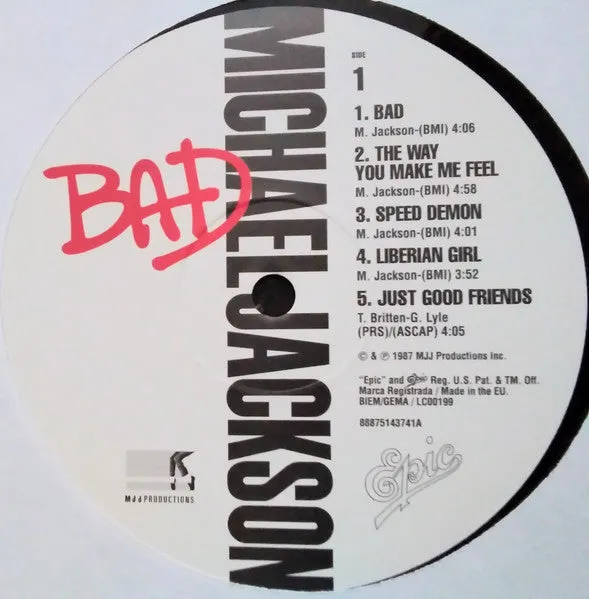 Michael Jackson Bad LP vinile gatefold funk soul