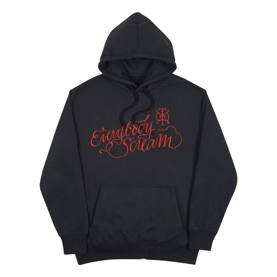 Everybody Scream felpa con cappuccio nera ricamata S-XXL