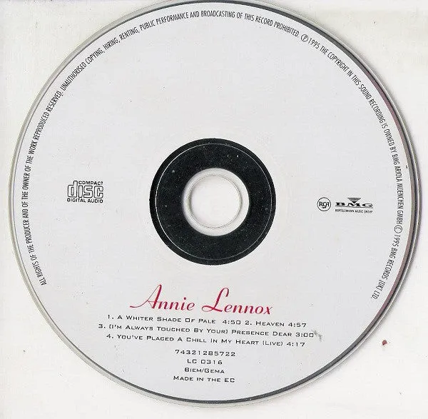 Annie Lennox A Whiter Shade Of Pale CD Singolo Downtempo