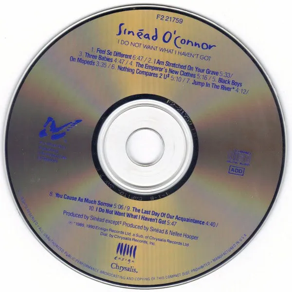 Sinéad O'Connor I Do Not Want What I Haven't Got CD album