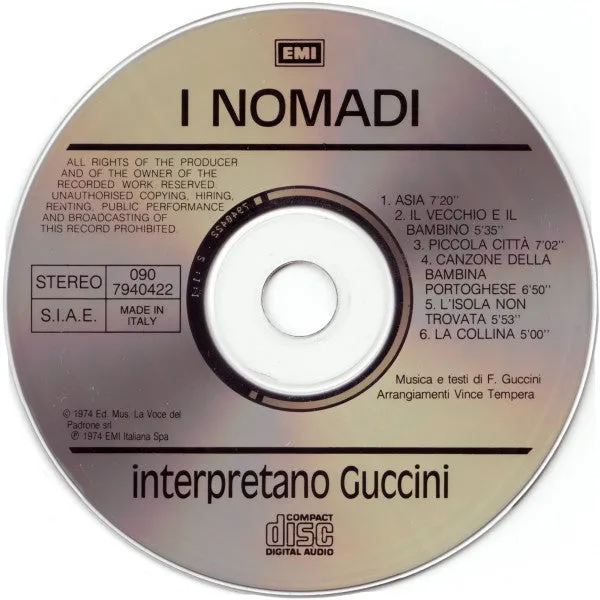 I Nomadi Interpretano Guccini CD usato ristampa folk rock