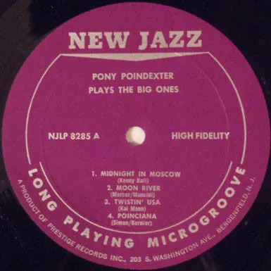 Pony Poindexter Plays The Big Ones LP mono jazz