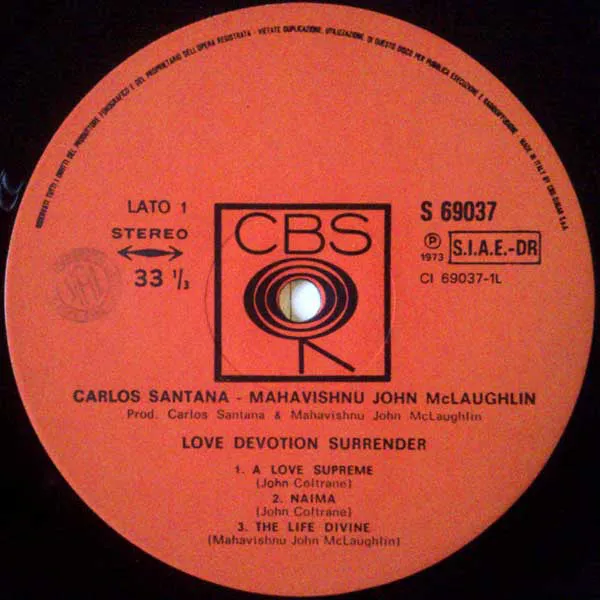 Santana McLaughlin Love Devotion Surrender LP VG