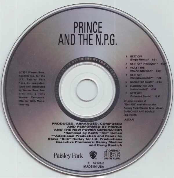 Prince Gett Off CD maxi singolo digipak USA 1991 house funk