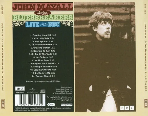 John Mayall Live At The BBC CD compilation nuovo