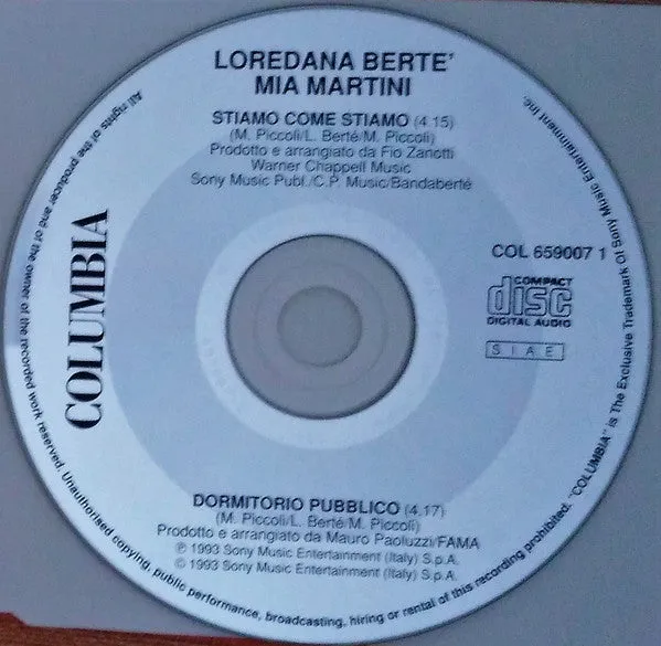 Bertè Martini Stiamo Come Stiamo CD singolo VG+