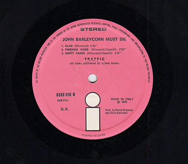 Traffic John Barleycorn Must Die vinile LP Italia 1970