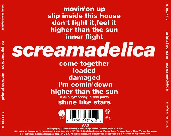 Primal Scream Screamadelica CD album USA 1991