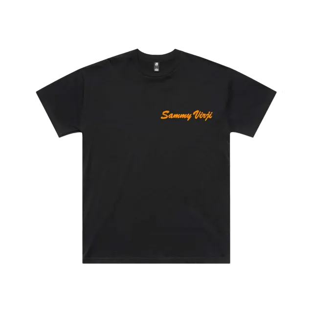 Sammy Virji T-shirt nera oversize cotone stampa arancione S-XL