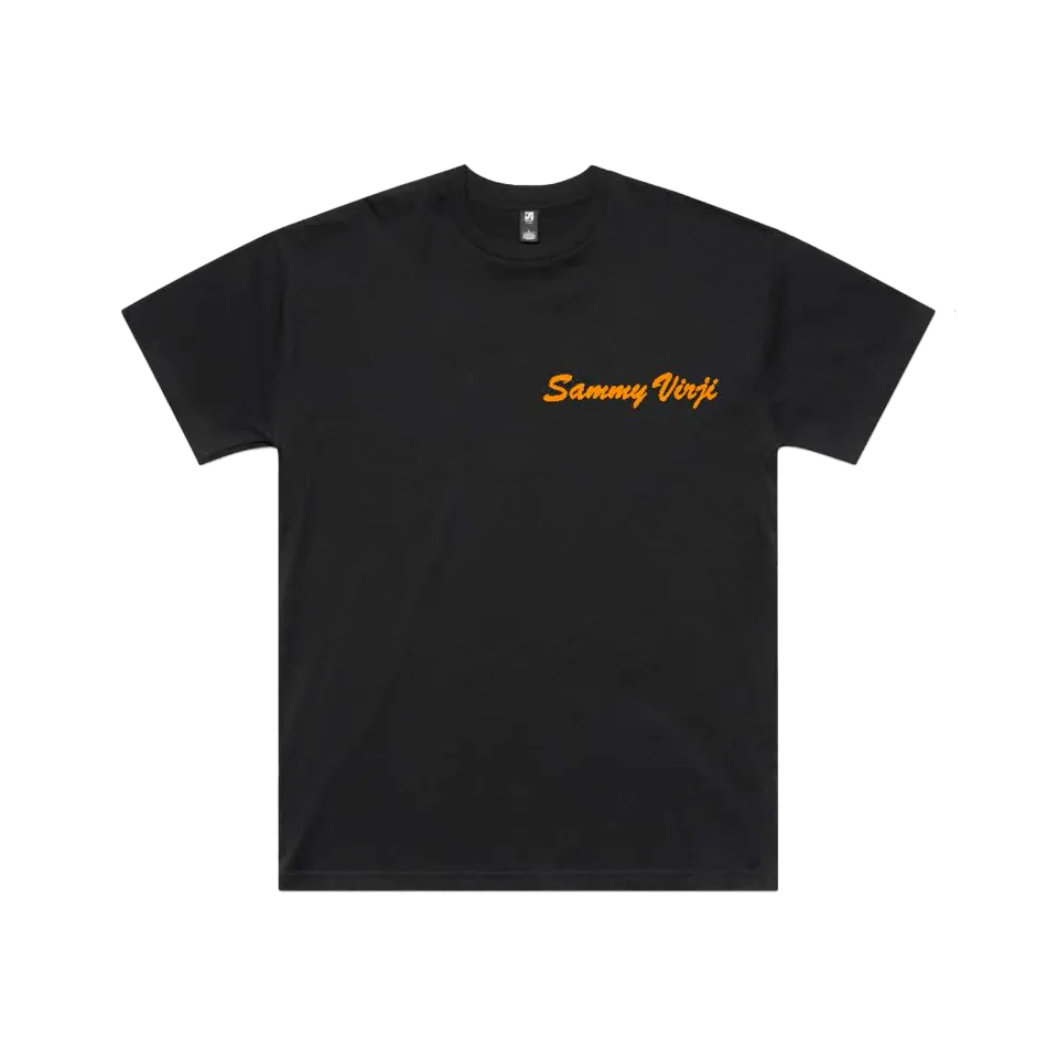 Sammy Virji T-shirt nera oversize cotone stampa arancione S-XL